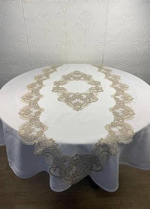 Доріжка acme з мереживом 70*160 lotus krem-kahve