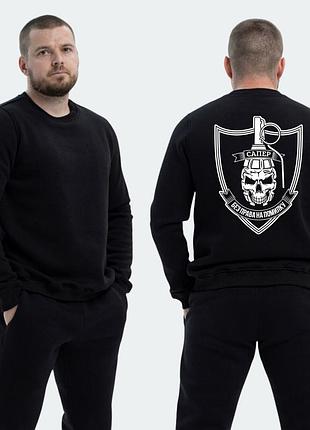 Чоловічий світшот на флісі з принтом снайпер без права на помилку, чорний l