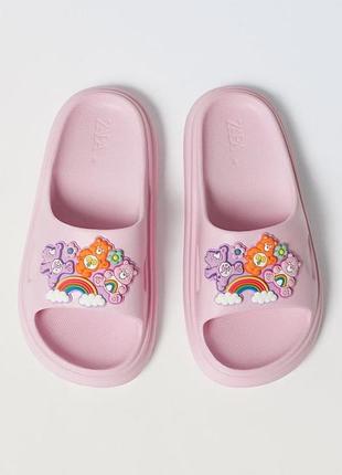 Рожеві шльопанці/слайди zara kids x care bears