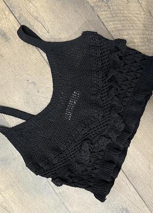 Вʼязаний топ zara xs s чорний