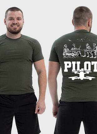 Мужская тактическая футболка с принтом скелеты и дроны fpv, хаки