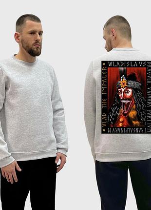 Мужской свитшот на флисе с принтом граф дракула vladislav dracula арт серый xxl