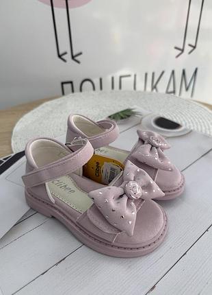 Босоножки clibee р.21-14см для девочки лиловые на липучке с бантом детские летние (вз2068)