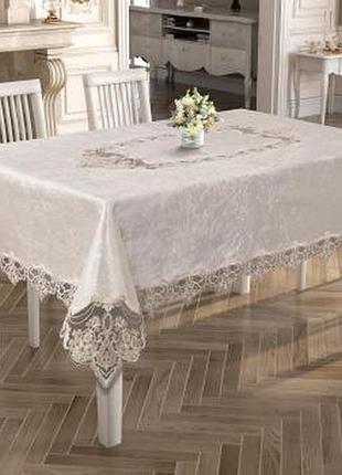 Скатерть велюр acme tekstil 140x180 melisa krem pvs
