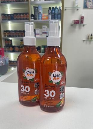 Прозрачный солнцезащитный спрей cien sun spf 30 high. это средство предназначено для высокой защиты кожи от uva и uvb излучения.