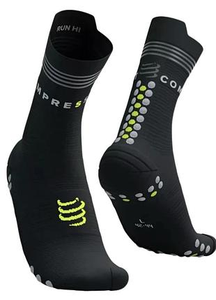 Носки compressport pro racing socks v4.0 run higt / flash black/fluo yellow t2 (39-41)