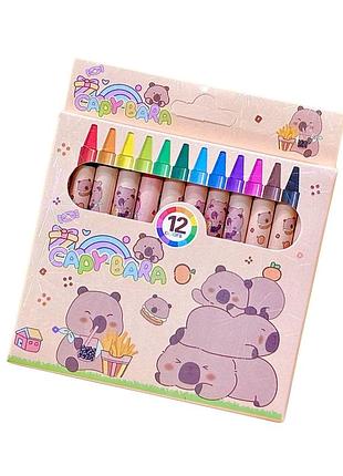 Восковые карандаши capybara 12 штук