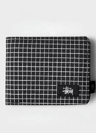 Кошелек stussy 9x11 черный в клетку (в коробке)