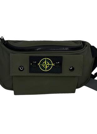 Сумка-бананка, поясная сумка stone island зеленая