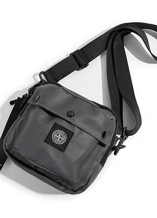 Сумка через плечо stone island 16x16 серая