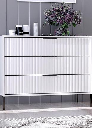 Комод атланта а-07 білий мат (100х80х42), мдф, 3 ящики, hettich