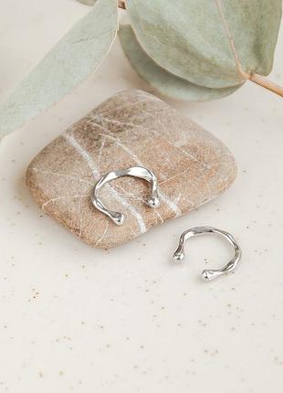 Сережки серебрянные каффы колечки без камней