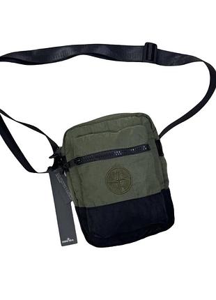 Сумка через плече stone island 20*15 зелена