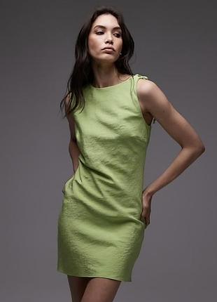 Зелена міні-сукня topshop aline cupro backless має а-силует та відкриту спину