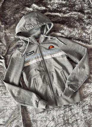 Серая зипка ellesse, зип худые ellesse, толстовка ellesse, размер xs-s