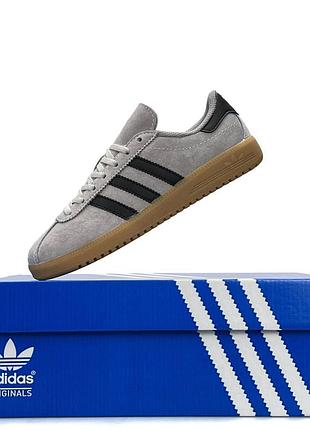 Женские кроссовки adidas bermuda light grey black натуральная замша