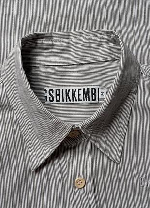 Dirk bikkembergs vintage striped shirt button up long sleeve grey [smh017212]