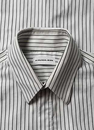 Mugler vintage white striped cotton long sleeve button-up snap buttons shirt&nbsp; [smh017213]