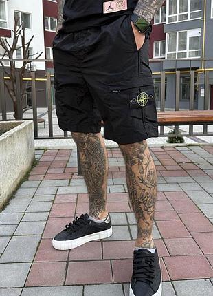 Шорти stone island чорні нейлон.