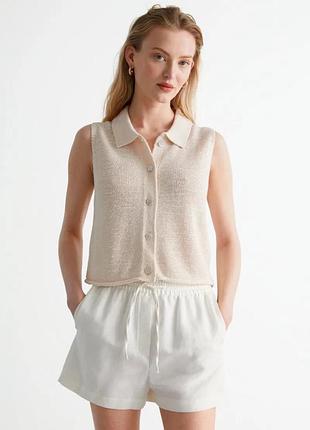 Вʼязаний жилет футболка поло майка & other stories льон cropped sleeveless cardigan