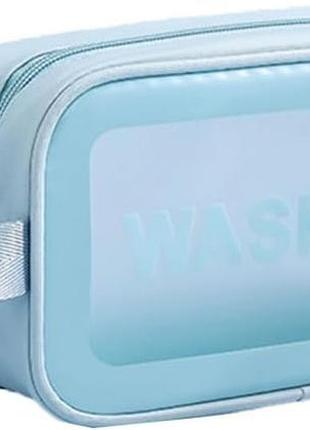 Прозрачная сумка-косметичка washbag blue 20см