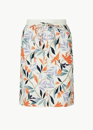 Льон + віскоза міні спідниця m&s collection на резинці
