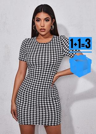 🥰 обтисла міні сукня в гусячу лапку shein 2xl