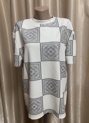 Блузка футболка river island біла кремова з геометричним принтом розмір m l xl