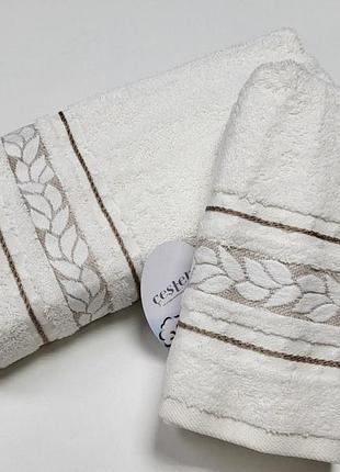 Рушник махровий vip cotton filiz, білий для сауни - туреччина