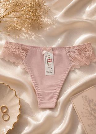 Жіночі мереживні трусики-стринги la volle elegant lace пудро-рожевий