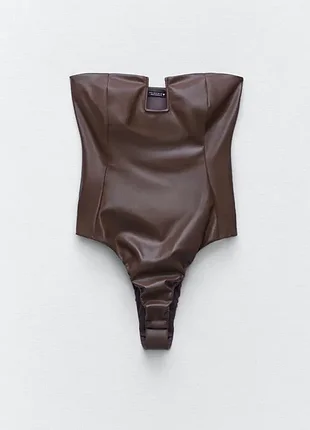 Коричневе боді zara з екошіри