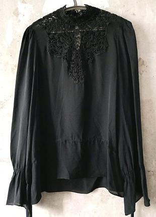 Елегантна шовкова блуза zara woman з мереживом