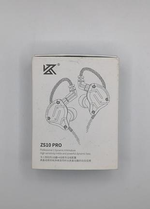 Гибридные наушники kz zs10 pro glare blue с микрофоном, 1dd+4ba