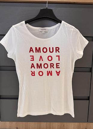 Morgan біла футболка із написом love amore s розмір