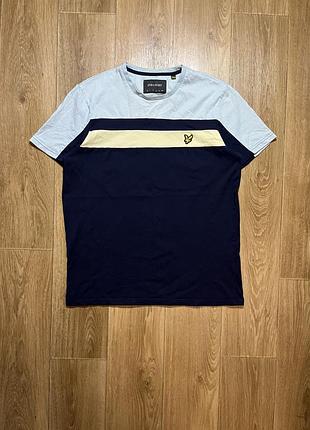 Футболка lyle & scott m-l синя з жовтою смугою