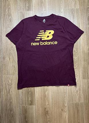 Футболка new balance бордова xxl з жовтим логотипом