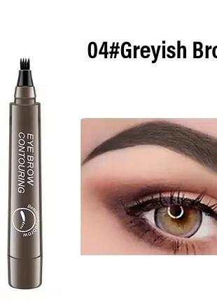 Карандаш для бровей biquantang №4 greyish brown с 4-разделенной головкой стойкая