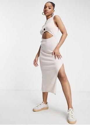 Дуже гарна молочна сукня в рубчик від asos 18/46