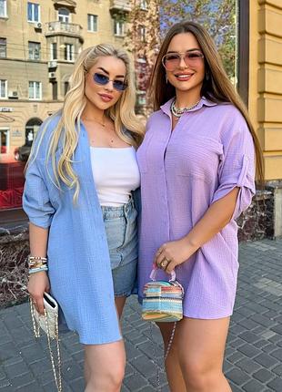 Повсякденна ніжна жіноча сукня-сорочка з мусліну.розмiри 48-64