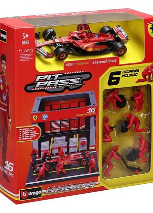 Модель bburago pit pass ferrari sf-24 (1:43) формула formula