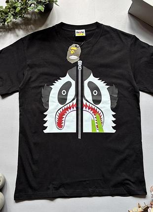 Футболка bape panda чоловіча чорна футболка бейп панда чоловіча літня повсякденна s