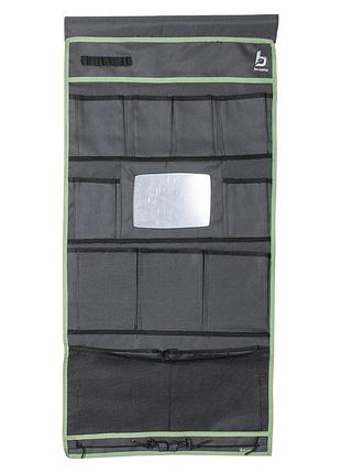 Подвесной органайзер с карманами bo-camp mirror 12 compartments grey, с зеркалом, 12 отделений, серый
