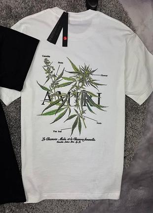 Футболка amiri cannabis мужская белая футболка амири cannabis мужская летняя повседневная (s-xl)