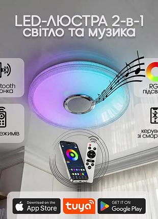 Люстра світлодіодна 517 dlight rgb з пультом і колонкою 70вт білий (02177)