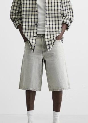 Широкі чоловічі джинсові шорти zara baggy fit shorts