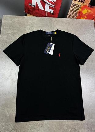 Футболка polo ralph lauren чоловіча чорна футболка polo ralph lauren без комірця чоловіча літня повсякденна