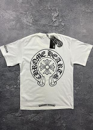 Футболка chrome hearts logo мужская белая футболка хром хартс logo мужская летняя повседневная (s-xl)