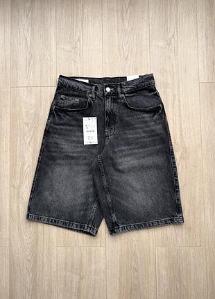Широкі чоловічі джинсові шорти zara baggy fit shorts