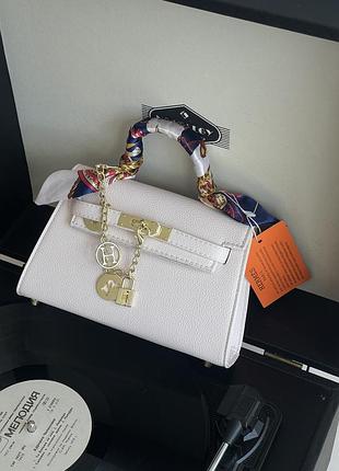 Шкіряна жіноча сумка hermes kelly з хустинкою стильна сумочка для дівчини гермес брендова класична для жінки