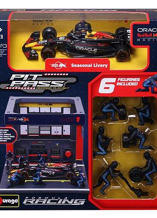 Модель bburago pit pass oracle red bull racing rb20 (1:43) формула formula